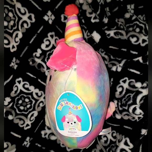Squishmallow 8" Delenne The Puppy Dog HAPPY BIRTHDAY SQUAD NWT Kellytoy - Picture 3 of 7